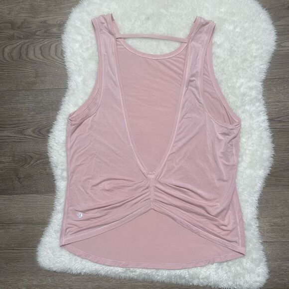 Lululemon Deep Stretch Tank Top Open Back Size Medium Rare Style Dusty Pink - Picture 6 of 9